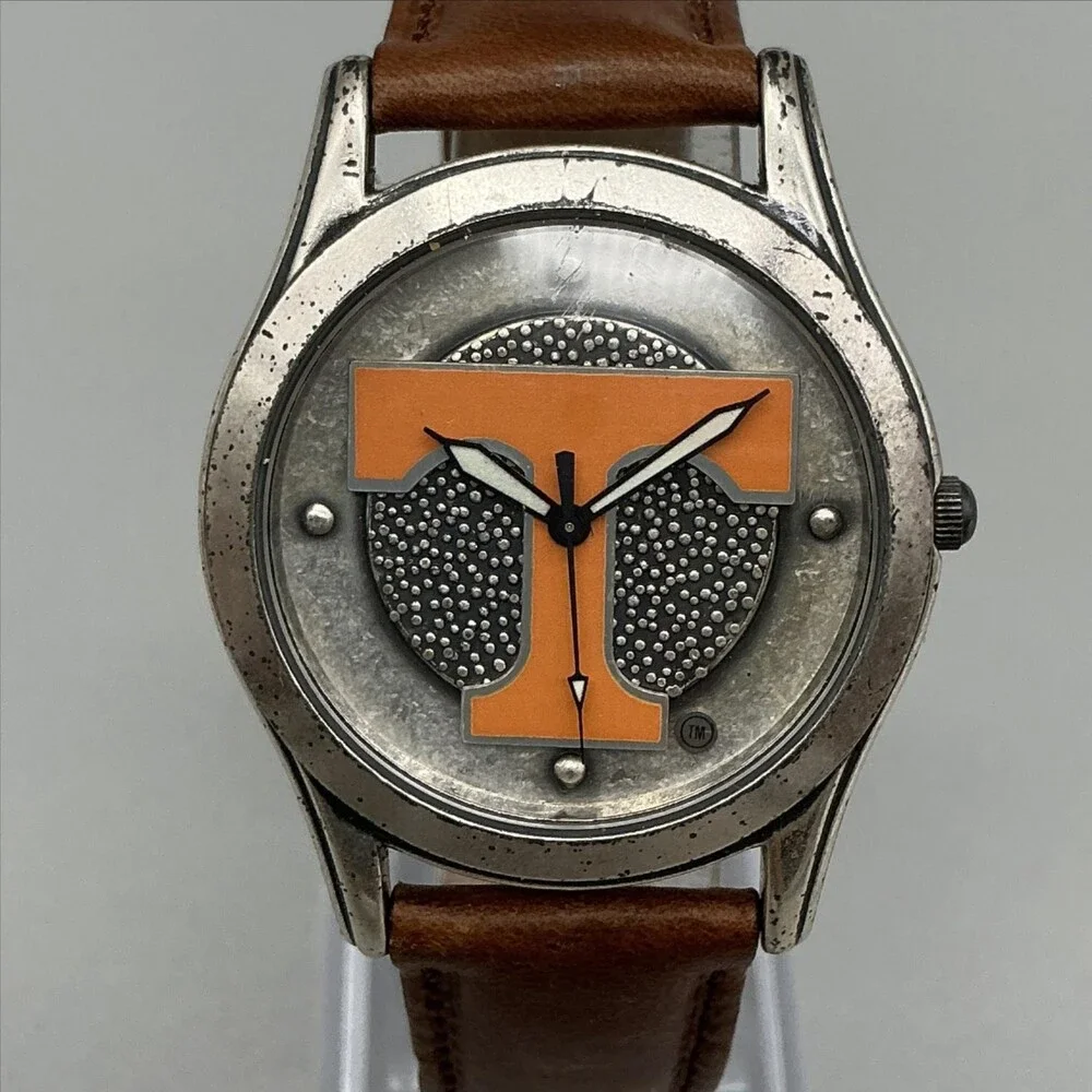 Fossil University Tennessee Mens Watch 35mm T Logo Dial Leather New Battery